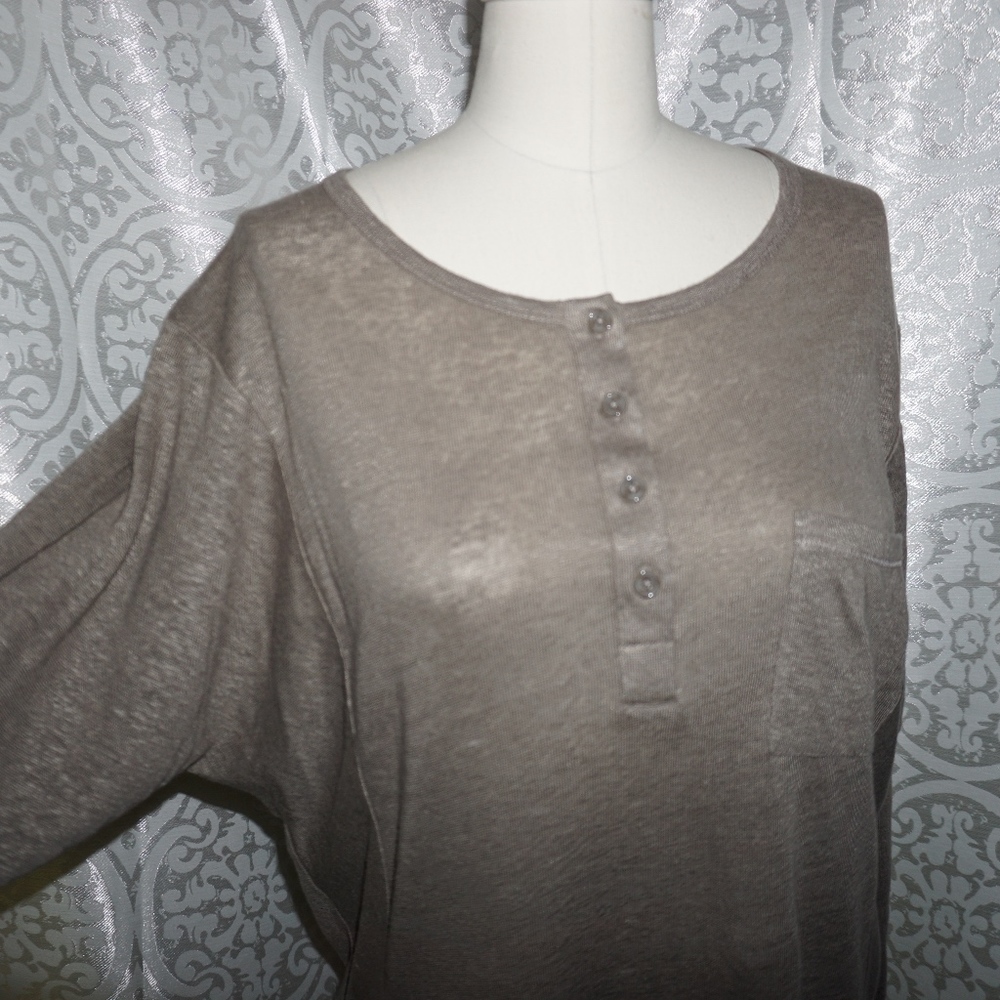 NWT Vince Slub Linen Dolman Henley Long Sleeve - Picture 3 of 5